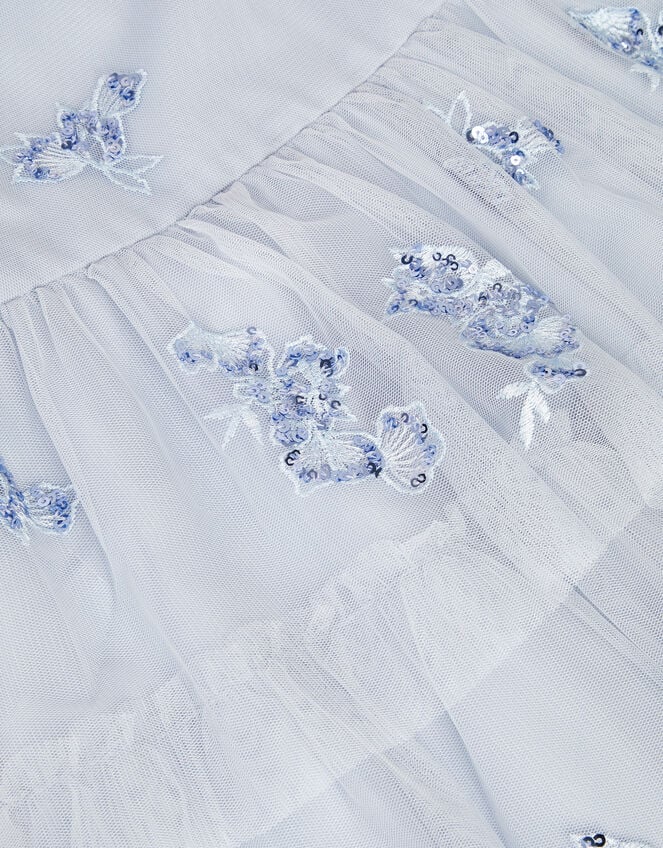 Ingrid Floral Sequin Tiered Party Dress, Blue (PALE BLUE), large