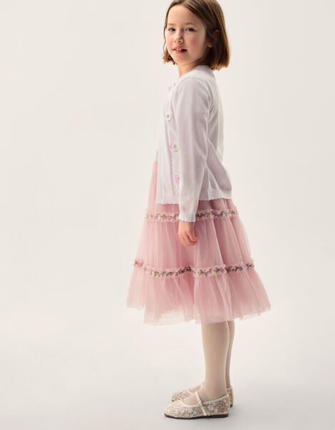 Floral Embroidered Tulle Skirt, Pink (PINK), large