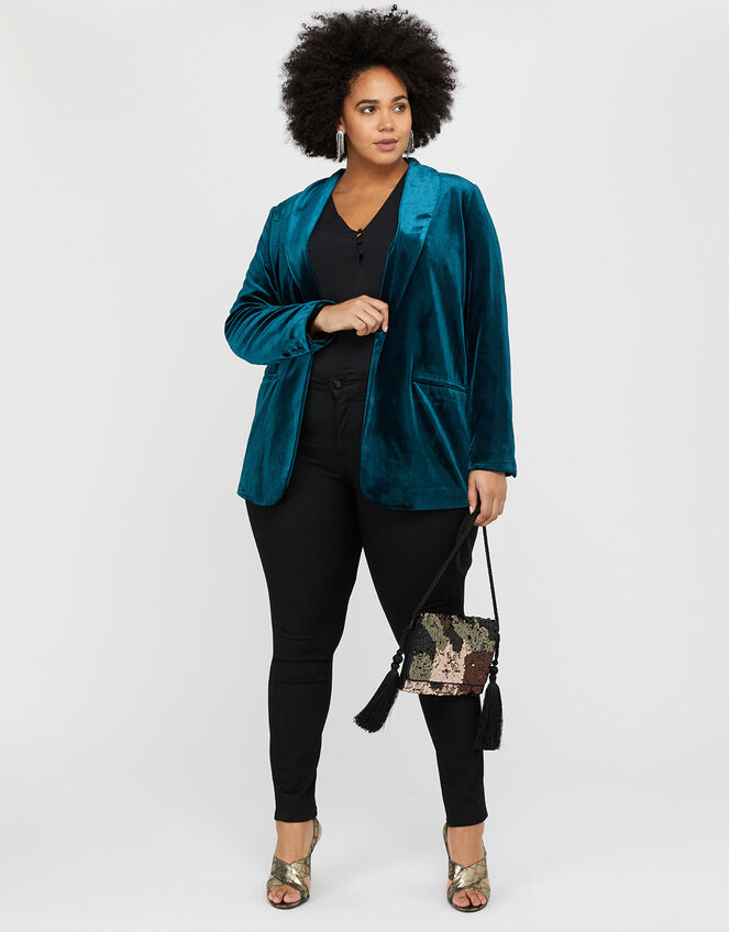 Tilly Velvet Jacket , Teal (TEAL), large