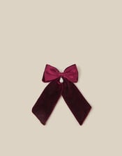 Pearl Charm Velvet Bow Hair Clip, , large