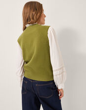 Brooke Button Knit Tank Top, Green (GREEN), large