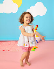 Baby Shirred Animal Top and Shorts Set, White (WHITE), large