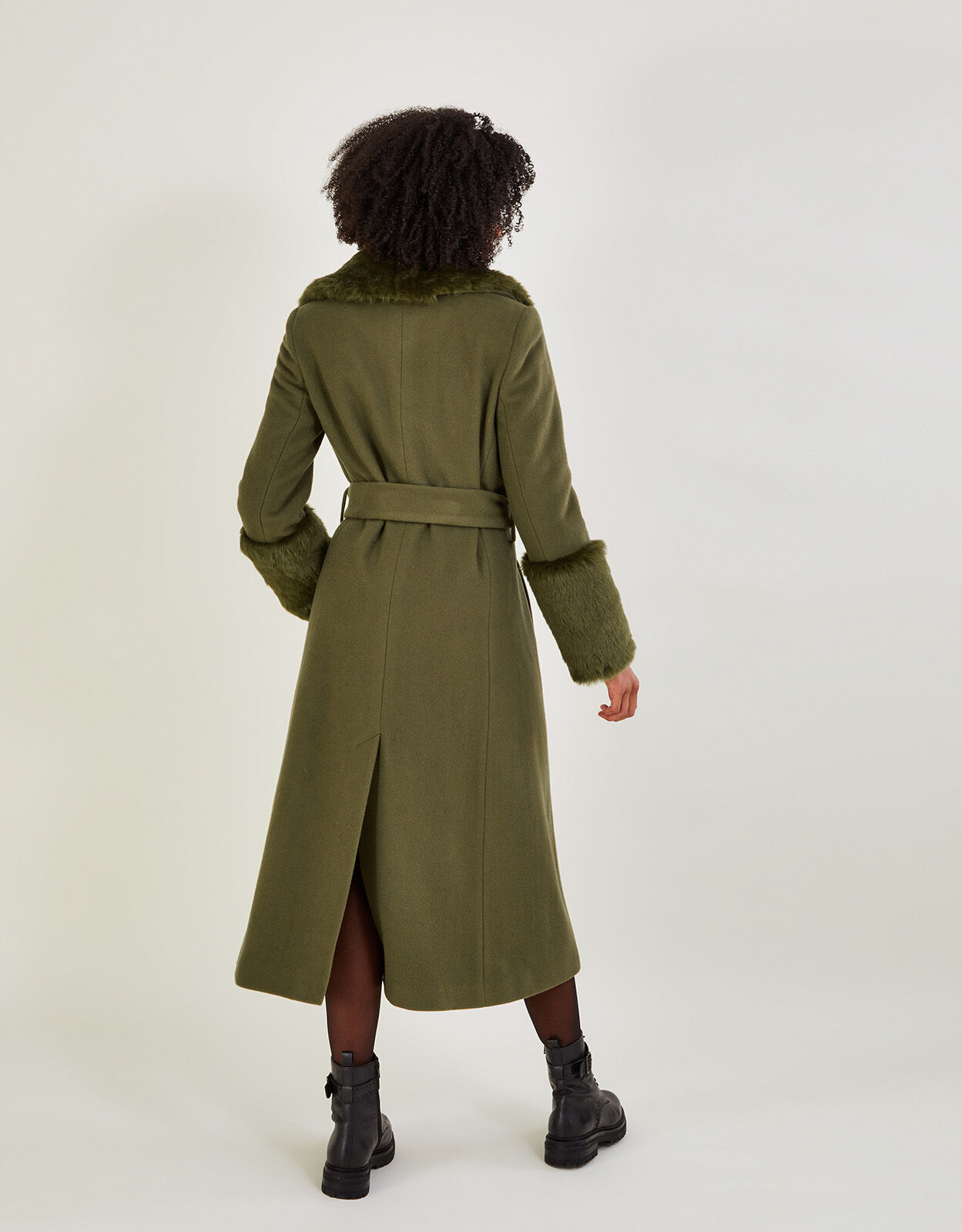 Fur trim wrap hotsell coat