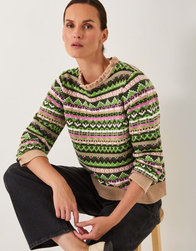 Fira Fair Isle Sweater, Green (GREEN), large