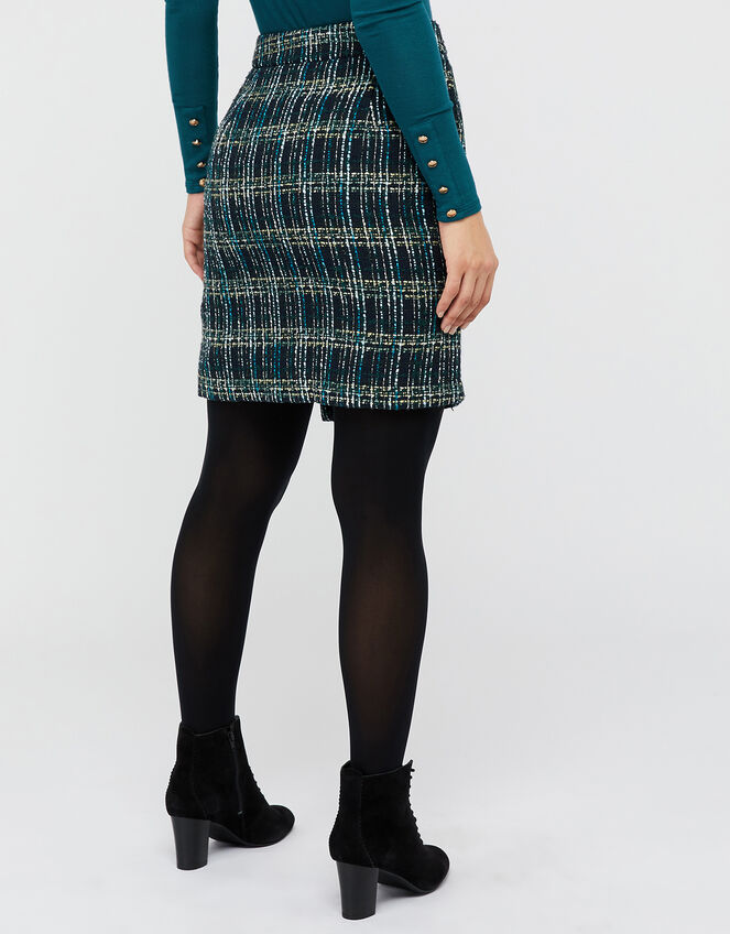 Talia Check Mini Skirt, Teal (TEAL), large