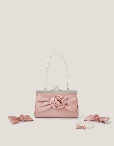 Bridesmaid Rosette Bag & Accessories Set, Pink (PALE PINK), large