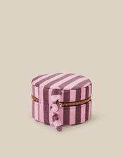 Stripe Velvet Travel Jewellery Box, , large