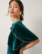 Cecelia Velvet Cape Midi Dress, Teal (TEAL), large