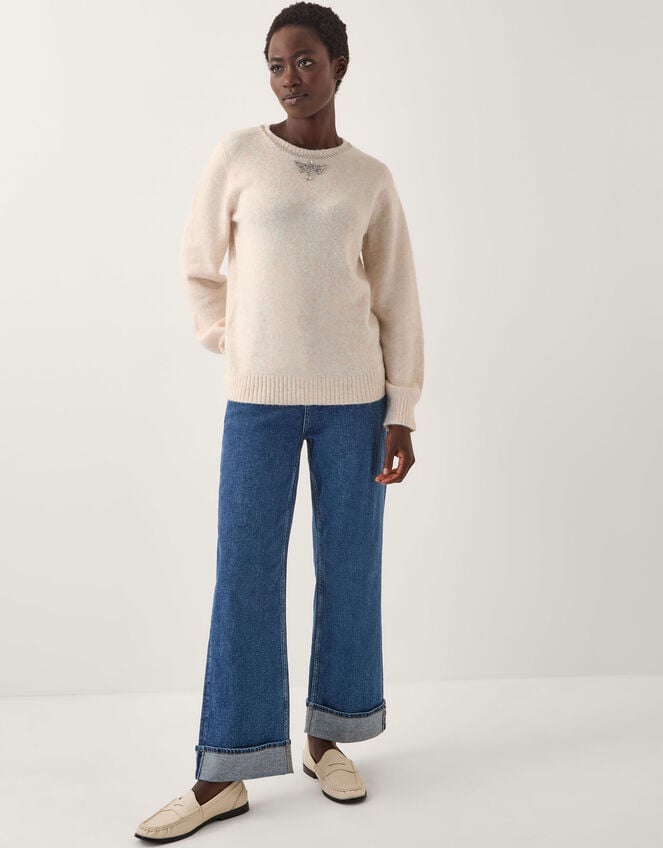 Ellen Diamanté Embellished Sweater, Ivory (IVORY), large