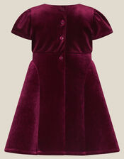 Baby Genevieve Bow Velvet Party Dress, Red (BURGUNDY), large