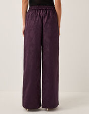 Rory Floral Satin Wide Leg Pants, Purple (PURPLE), large