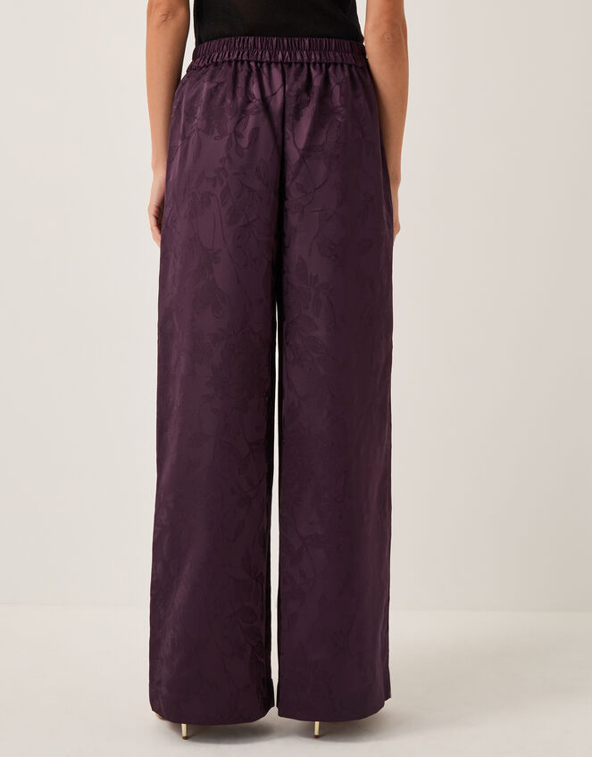 Rory Floral Satin Wide Leg Pants, Purple (PURPLE), large
