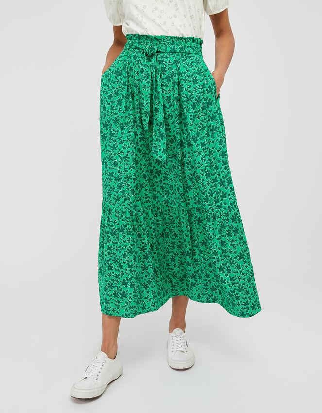 Manilla Floral Print Skirt in LENZING™ ECOVERO™, Green (GREEN), large