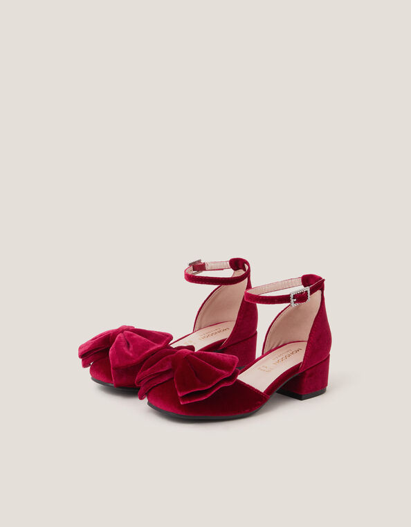 Bow Velvet Heels, Red (RED), large