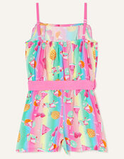 Fruit Stripe Ruffle Front Playsuit , Pink (PINK), large