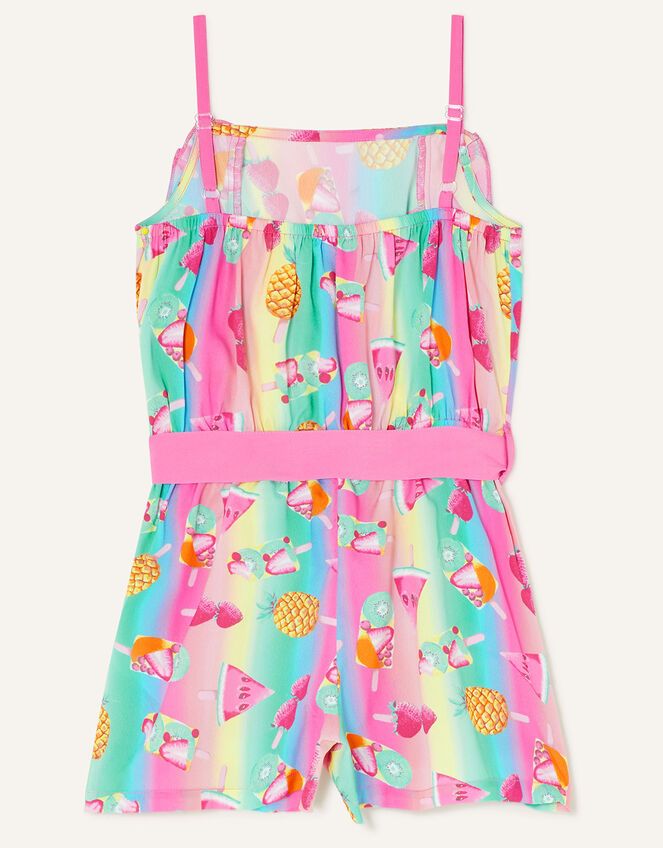 Fruit Stripe Ruffle Front Playsuit , Pink (PINK), large