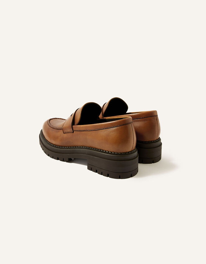 Chunky Leather Loafers, Tan (TAN), large