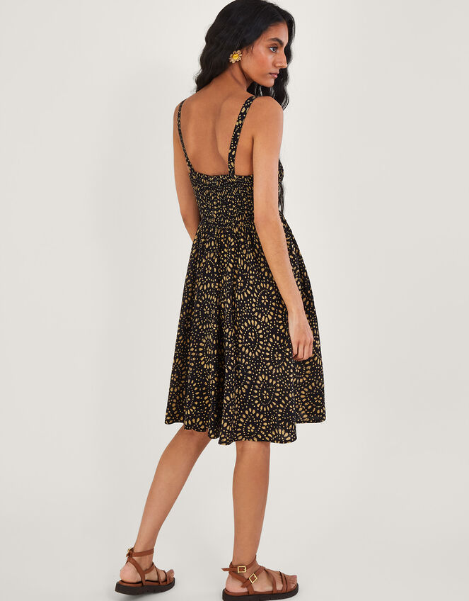 Batik Print Knee Length Sundress, Black (BLACK), large