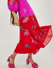 Joanna Embellished Dress in Recycled Polyester, Red (RED), large