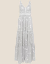 Alexis Embellished Shorter Length Maxi Dress , Silver (SILVER), large