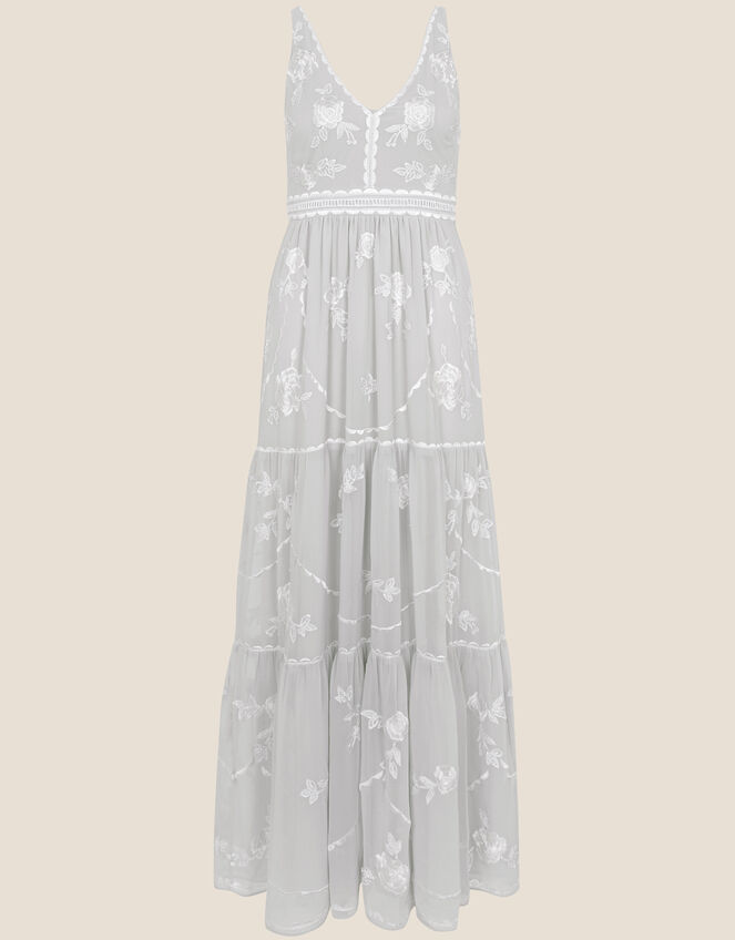 Alexis Embellished Shorter Length Maxi Dress , Silver (SILVER), large