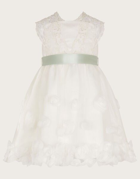 Baby Margot Lace 3D Roses Dress Ivory, Ivory (IVORY), large