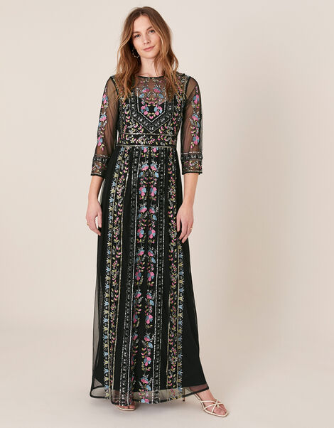 Florencia Embellished Maxi Dress Black, Black (BLACK), large
