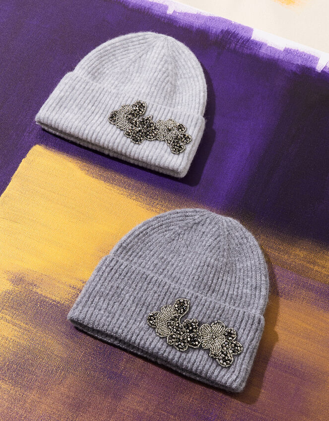 Bead Embellished Knit Hat, , large