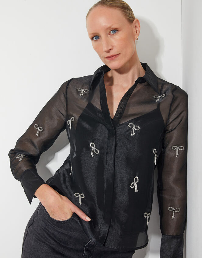 Betty Bow Organza Blouse, Black (BLACK), large