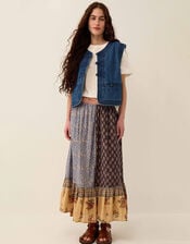 East Loran Floral Patch Print Cotton Skirt, Multi (MULTI), large