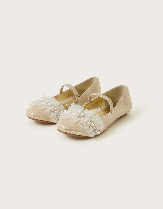 Land of Wonder Cluster Beaded Ballerina Flats Gold | Girls' Flat | Monsoon Global.