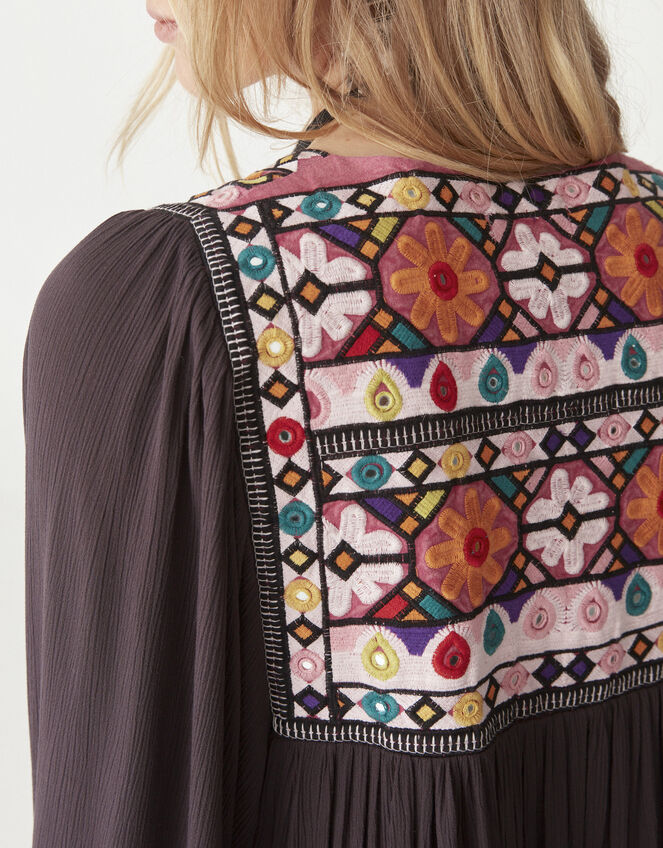 Maison Hotel Sasha Embroidered Tunic Maxi Dress, Black (BLACK), large