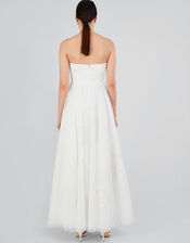 Donna Embroidered Bandeau Bridal Maxi Dress, Ivory (IVORY), large