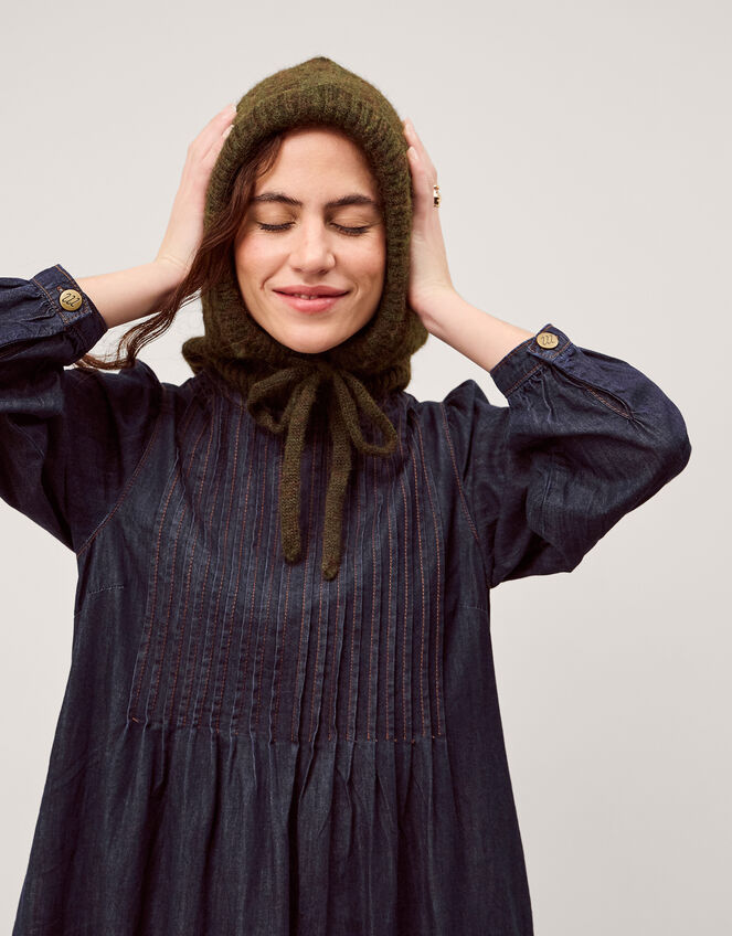 Remy Pintuck Denim Midi Dress, Blue (INDIGO), large