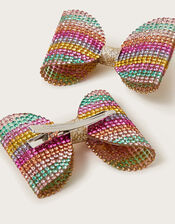 2-Pack Stripe Dazzle Bow Hair Clips, , large