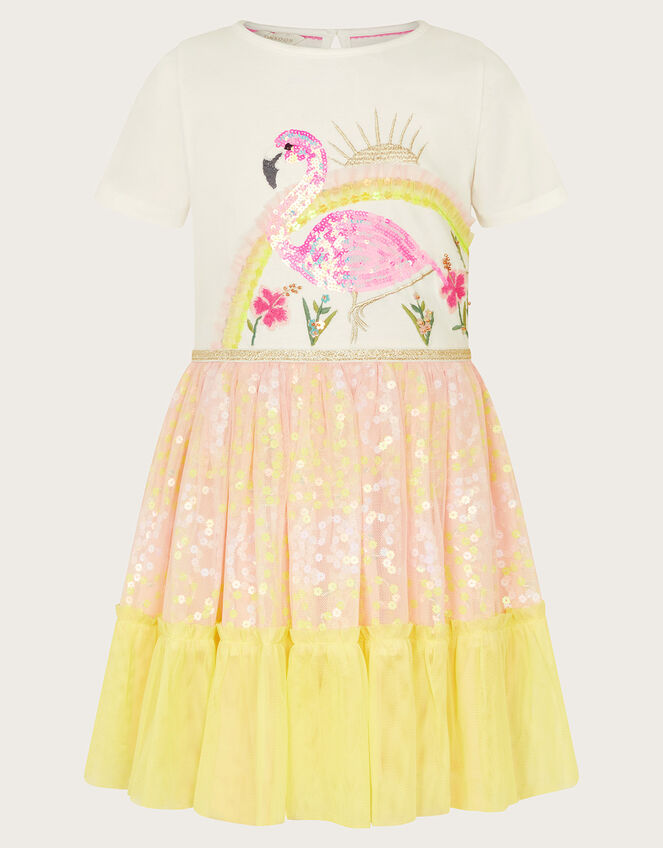 Flamingo Disco Dress, Yellow (YELLOW), large