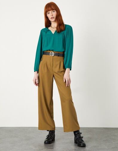 Lace Bib Blouse with LENZING™ ECOVERO™ , Teal (TEAL), large