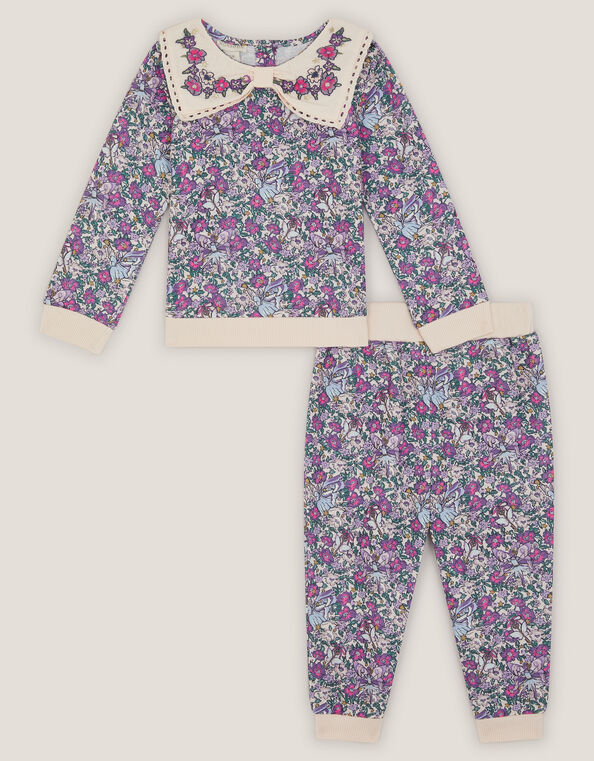 Baby Floral Sweatshirt & Sweatpants Set, Purple (PURPLE), large
