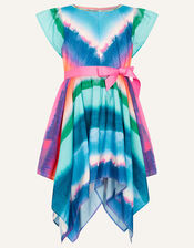 Ombre Stripe Belted Hanky Hem Dress, Pink (PINK), large