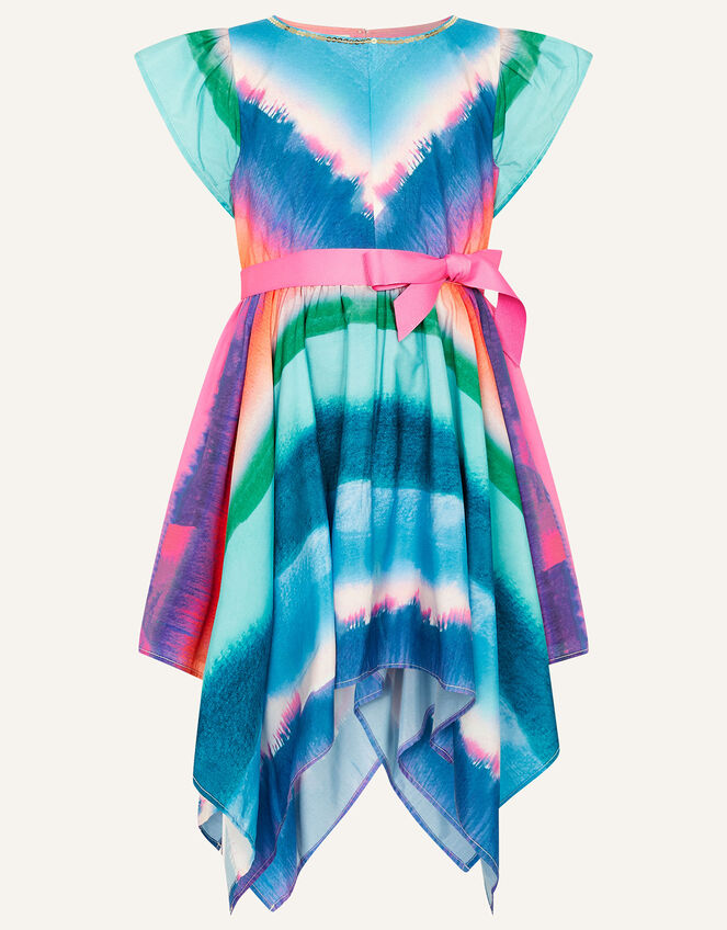 Ombre Stripe Belted Hanky Hem Dress, Pink (PINK), large