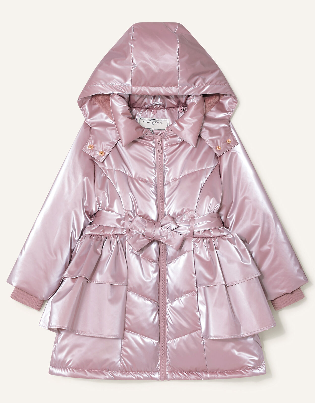 Frill Skirted Coat with Hood Pink Girls Coats Jackets Monsoon Global