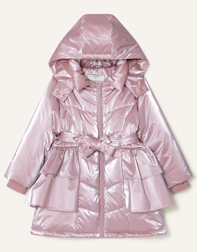Frill Skirted Coat with Hood, Pink (PINK), large