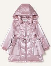 Frill Skirted Coat with Hood, Pink (PINK), large