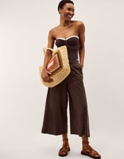 Saylor Halter Two Tone Swimsuit, Brown (BROWN), large