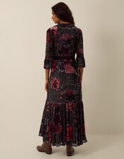 Anya Floral Devor&eacute; Maxi Dress, Red (BURGUNDY), large