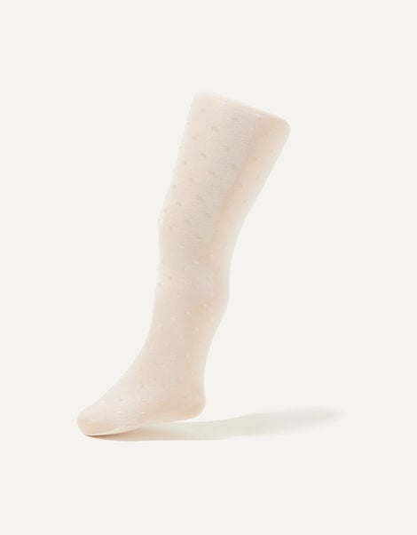Baby 35 Denier Polka Dot Tights, Ivory (IVORY), large