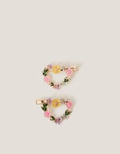 2-Pack Floral Heart Hair Clips, , large