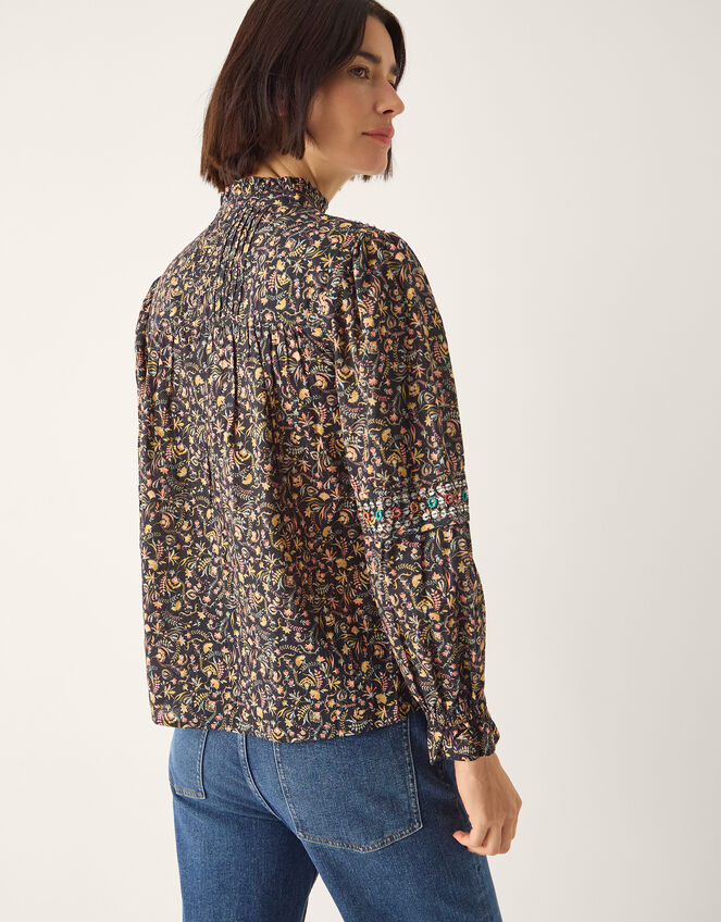 Harriet Embellished Floral Blouse, Black (BLACK), large