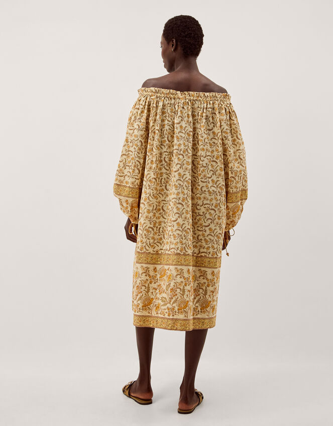 Ari Bardot Floral Midi Dress, Yellow (MUSTARD), large