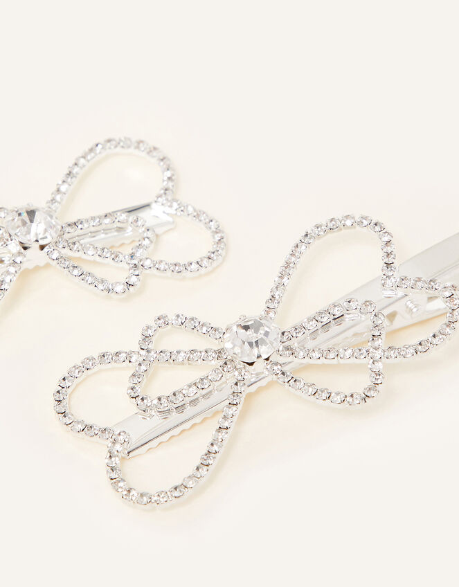 Diamante Bow Clip Twinset, , large